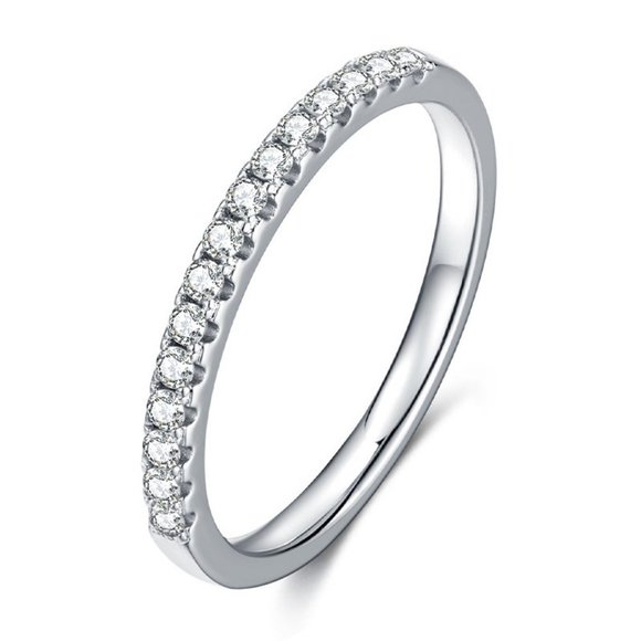 #Certified 1.5mm Moissanite Diamond Pave Half Eternity Ring NEW - Picture 10 of 14